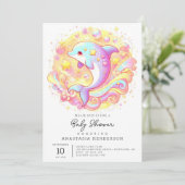 Sweet Fantasy Dolphin Baby Dusche Einladung (Stehend Vorderseite)