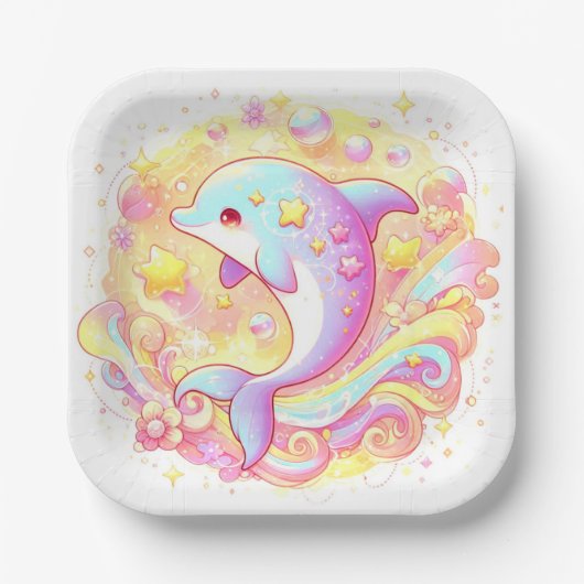 Sweet Fantasy Dolphin Baby Dusche Pappteller (Vorderseite)