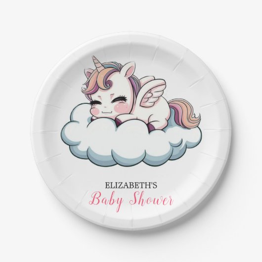 Sweet Fantasy Unicorn Baby Duschpapier Pappteller (Vorderseite)