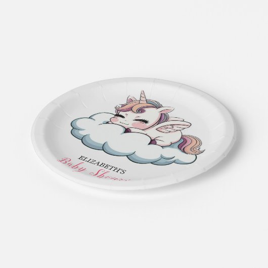 Sweet Fantasy Unicorn Baby Duschpapier Pappteller (Schrägansicht)
