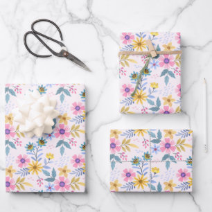 Sweet farbenfroh blumenreich geschenkpapier set