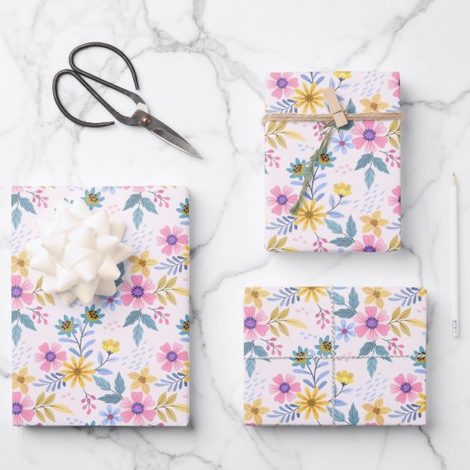 Sweet farbenfroh blumenreich geschenkpapier set (Vorderseite)