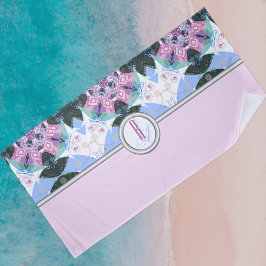Sweet farbiges geometrisches Muster mit Monogramm Strandtuch