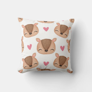 Sweet Fawn Faces with Heart Accents Kissen