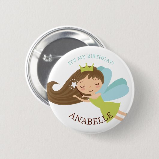 Sweet Fee Princess "Birthday Girl" Personalisiert Button (Vorne & Hinten)