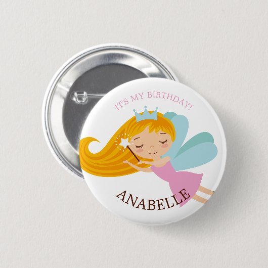 Sweet Fee Princess "Birthday Girl" Personalisiert Button (Vorne & Hinten)