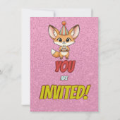 Sweet Fennec Fox 4th Birthday Invitation Einladung (Rückseite)