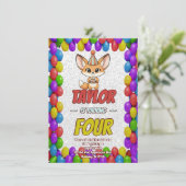 Sweet Fennec Fox 4th Birthday Invitation Einladung (Stehend Vorderseite)