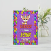 Sweet Fennec Fox 4th Birthday Invitation Einladung (Stehend Vorderseite)
