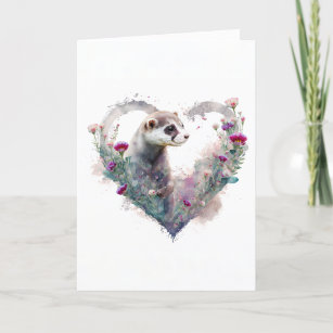 Sweet Ferret in farbenfrohen Blume Valentinstag Feiertagskarte