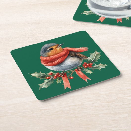 Sweet Festive Bird Rechteckiger Pappuntersetzer (angewinkelt)