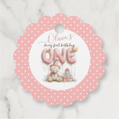 Sweet First Birthday with Teddy Bear  Geschenkanhänger (Rückseite)