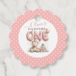 Sweet First Birthday with Teddy Bear  Geschenkanhänger