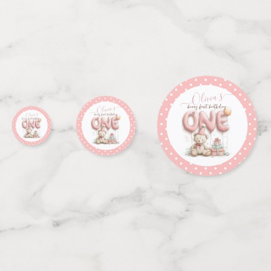 Sweet First Birthday with Teddy Bear Konfetti (Rückseiten)