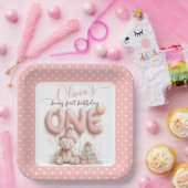 Sweet First Birthday with Teddy Bear Pappteller (Party)