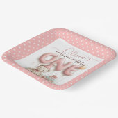 Sweet First Birthday with Teddy Bear Pappteller (Gewinkelt)