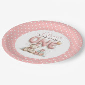 Sweet First Birthday with Teddy Bear Pappteller (Schrägansicht)