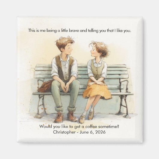 Sweet First Date Coffee Confession Magnet (Vorne)