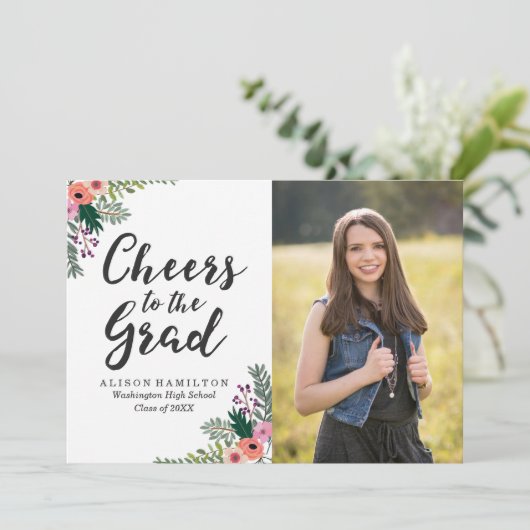 Sweet Floral | Ankündigung des Abschlusses (Stehend Vorderseite)