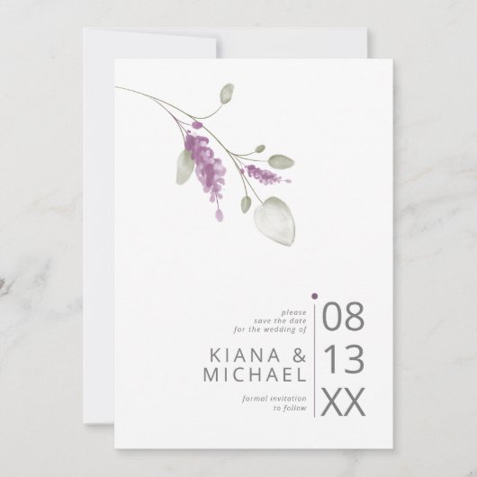 Sweet Floral Arch Wedding Lilac ID998 Save The Date (Vorderseite)