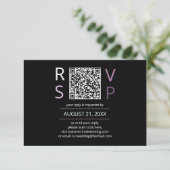 Sweet Floral Arch Wedding QR Code Lilac ID998 RSVP Karte (Stehend Vorderseite)