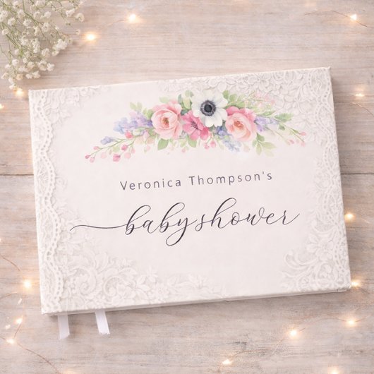 Sweet Floral Baby Shower Guest Book Gästebuch