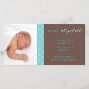 Sweet Floral Birth Ankündigung Foto Card Turq