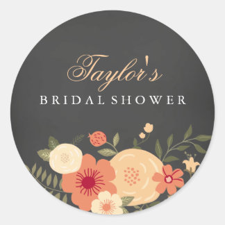 Sweet Floral Chalkboard Brautparty Sticker