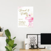 Sweet Floral Champagne Brunch Baby Dusche Willkomm Poster (Heimbüro)