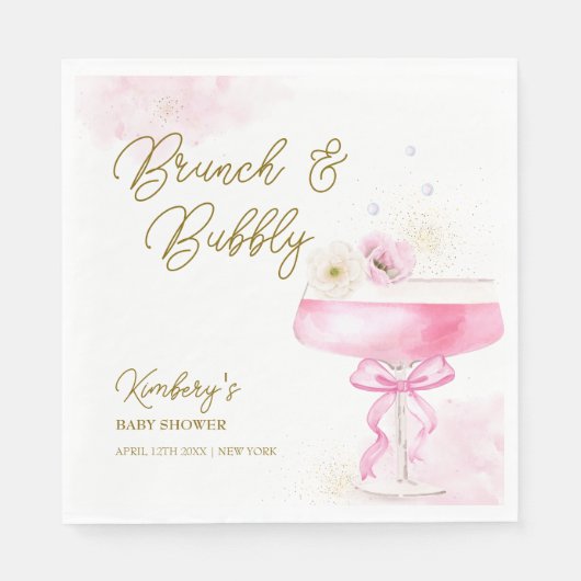 Sweet Floral Champagne Brunch Bubbly Baby Show Serviette (Vorderseite)