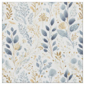 Sweet Floral Dusty Blue Gold ID1045 Stoff (Nahaufnahme)