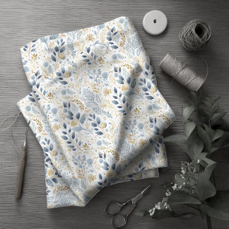 Sweet Floral Dusty Blue Gold ID1045 Stoff