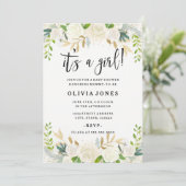 Sweet Floral Es ist eine Girl Baby Dusche Einladun Einladung (Stehend Vorderseite)