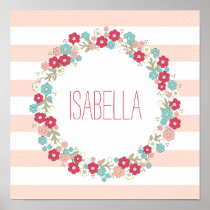 Sweet Floral Girl Name Personalisiert Wall Art Poster