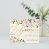 Sweet Floral Gold Script Baby Brunch (Stehend Vorderseite)