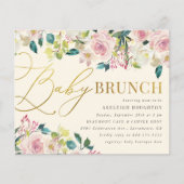 Sweet Floral Gold Script Baby Brunch (Vorderseite)