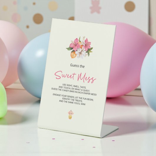 Sweet Floral Guess the Mess Baby Shower Game Sockelschild