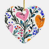 Sweet Floral Heart  Keramik Ornament (Hinten)
