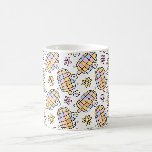 Sweet Floral Ice Cream - Whimsical Summer Pattern Kaffeetasse (Mittel)