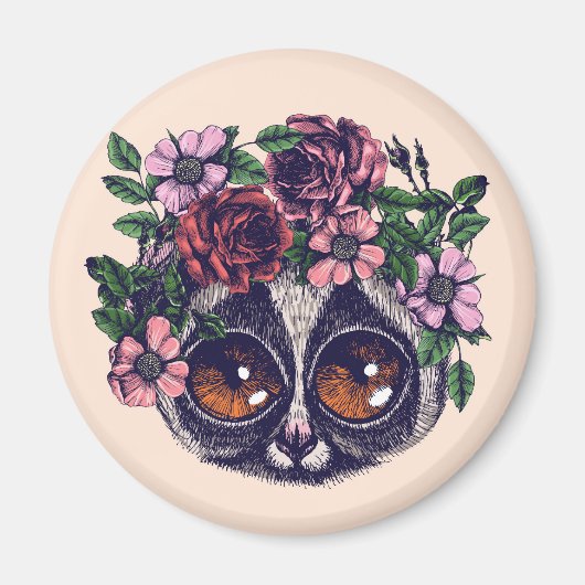Sweet Floral Lemur Magnet (Vorne)