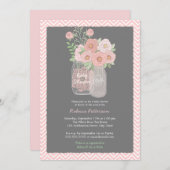 Sweet Floral Mason Jar Pink Baby Dusche Einladung (Vorne/Hinten)