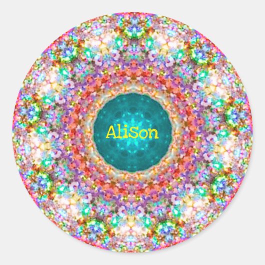 ~ Sweet Floral Muster ~ Personalisiert ALISON ~ Cl Runder Aufkleber (Vorderseite)