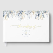 Sweet Floral Pattern Dusty Blue Gold Foil ID1045 Gästebuch (Vorderseite)