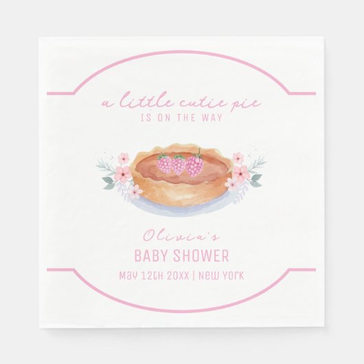 Sweet Floral Pie Raspberry Baby Dusche Serviette (Vorderseite)