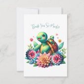 Sweet Floral Sea Turtles Vielen Dank Note Card Dankeskarte (Vorderseite)