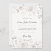 Sweet Floral Sketch | Taufe mit Foto Back Einladung (Vorderseite)