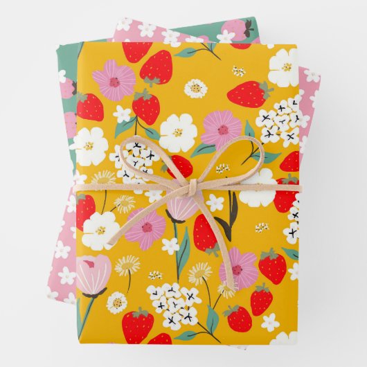 Sweet Floral Strawberry Dream Geschenkpapier Set (Beispiel)