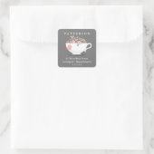 Sweet Floral Teacup Tee Time Return Address Label Quadratischer Aufkleber (Tasche)