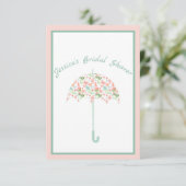 Sweet Floral Umbrella Bridal Dusche Einladung (Stehend Vorderseite)