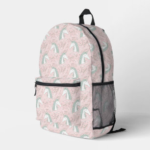 Sweet Floral Unicorn Muster Bedruckter Rucksack